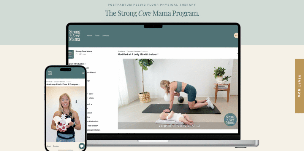 Strong Core Mama program - What it looks like inside.  
