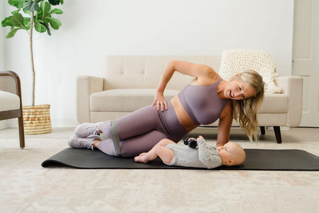 Doing pelvic floor physical therapy with baby. 