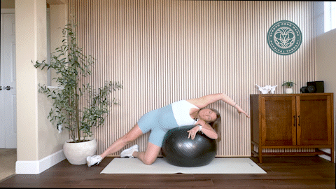 Sidelying Swiss Ball with Apical Expansion for round ligament pain.