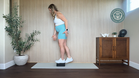 Dynamic step back hinge exercise.