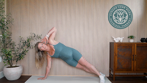 Side plank pelvic floor PT exercise.